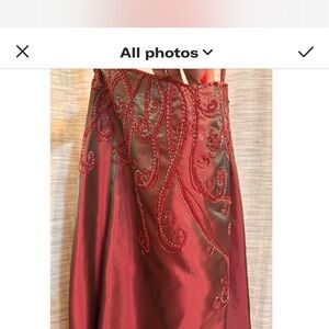 Elegant Beaded Iridescent  Deep Red maxi skirt